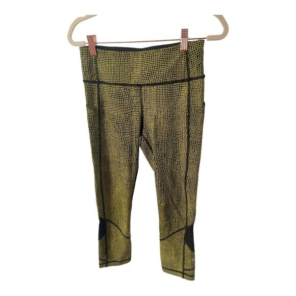 Lululemon Pace Rival Crop (19") Leggings Toxic Green Black Womens Size 4 - Picture 5 of 12